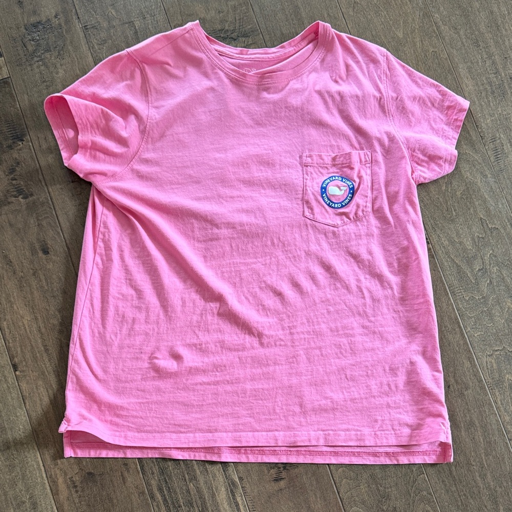Vineyard Vines Pink Short Sleeve Pocket Tee with Heart Patch